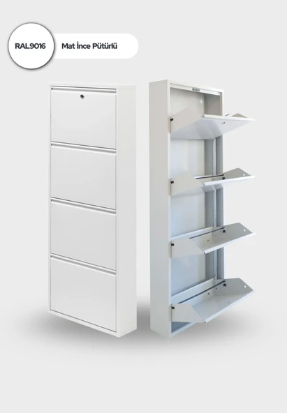 Beyaz Kilitli Metal Ayakkabılık MAC4 - 4 Kapaklı - 50X15X136 h