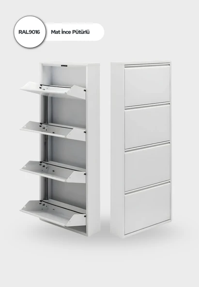 Beyaz Metal Ayakkabılık MAC4 - 4 Kapaklı - 50X15X136 h
