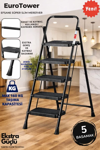 ERTEKPA 5 Basamak Siyah Merdiven Geniş Basamaklı EUROTOWER, ET5 3,7 ( 3 ) 2.499 TL **Sepete Özel**