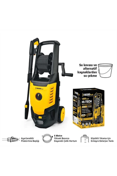 SGS5400 - 150 BAR Yüksek Basınçlı Oto Araba Motor Minibüs Bahçe Yıkama Temizleme Makinesi 1800 Watt