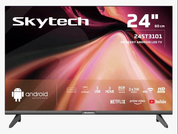 Skytech 24ST3101 HD 24" 61 Smart Led TV Çerçevesiz Ekran (12 WOLT) 4,3 ( 6 ) 6.764 TL **Sepete Özel**